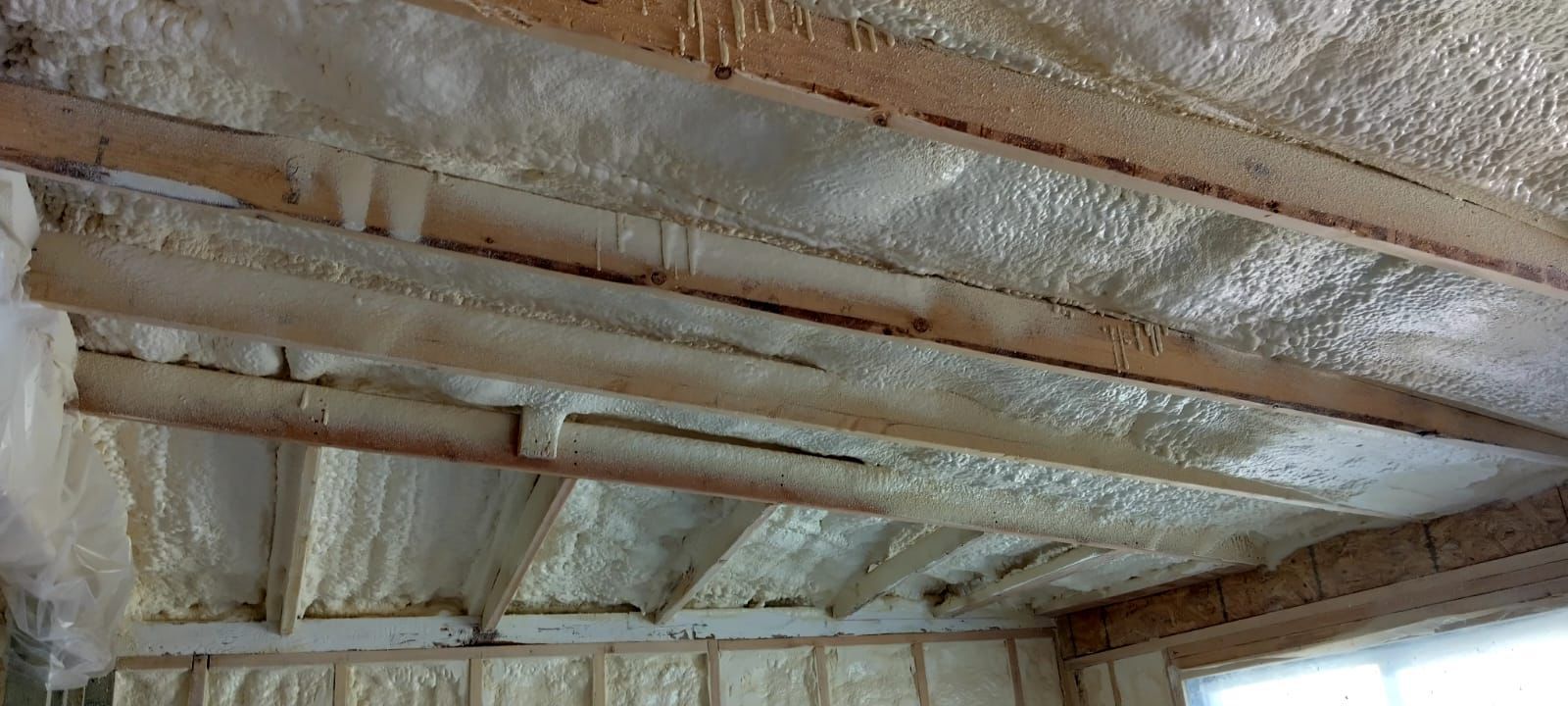 Closed-cell spray foam sealing a crawl space rim joist